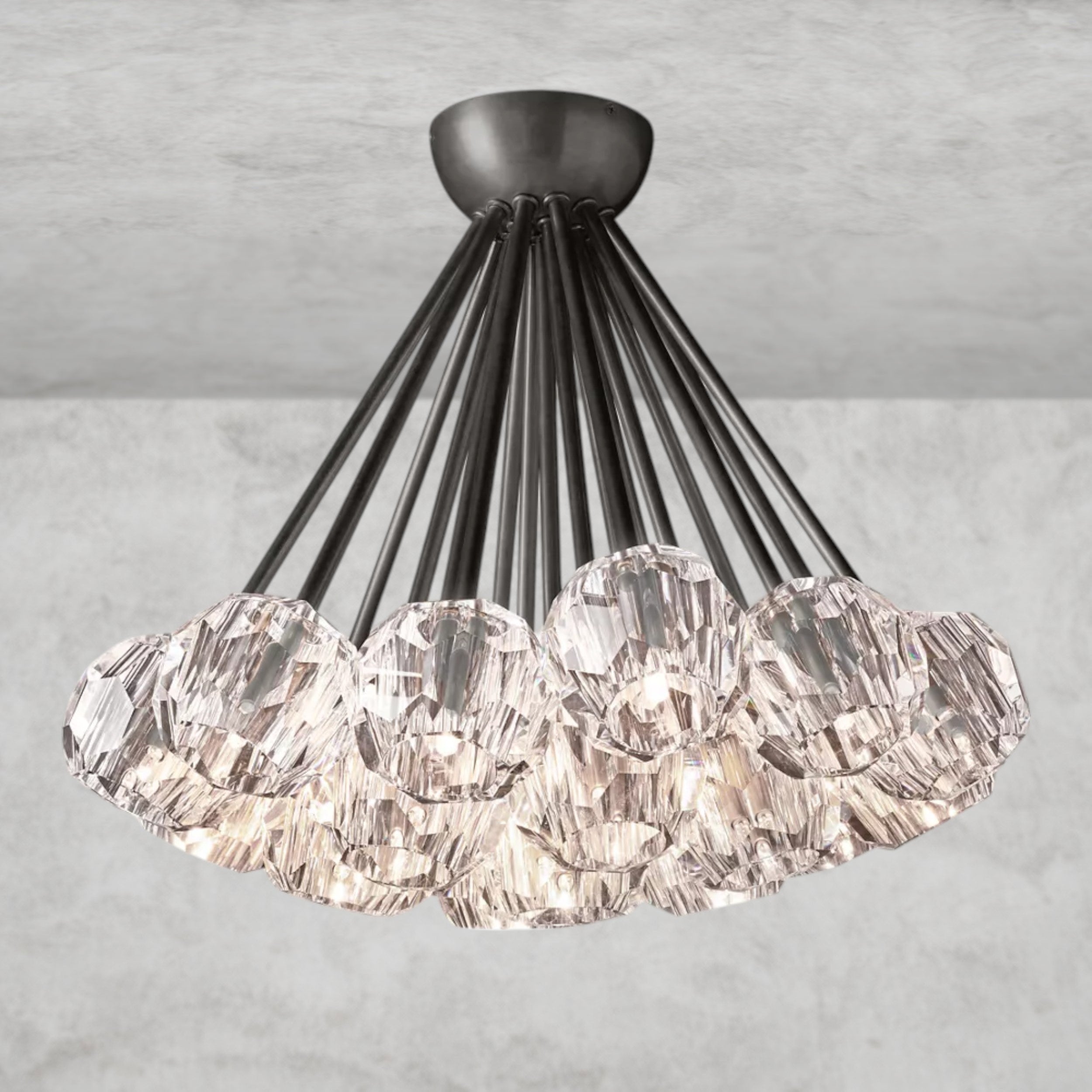 Boule De Clear/ Smoke Cristal Flushmount 24"